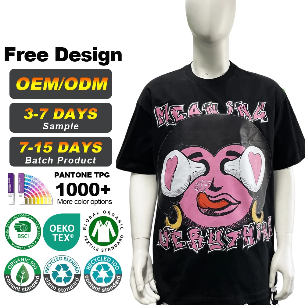 Plain 240 Gsm Round Neck Oversize T Shirt 100 Cotton Heavy Weight Blank T-Shirt Dtg Custom Screen Print T-Shirt Design
