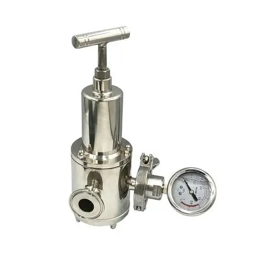 For  hygienic sanitary SS304 SS316L 3A/SMS/DIN/ISO standard Sanitary  pressure reducing valve PRV with pressure gauge
