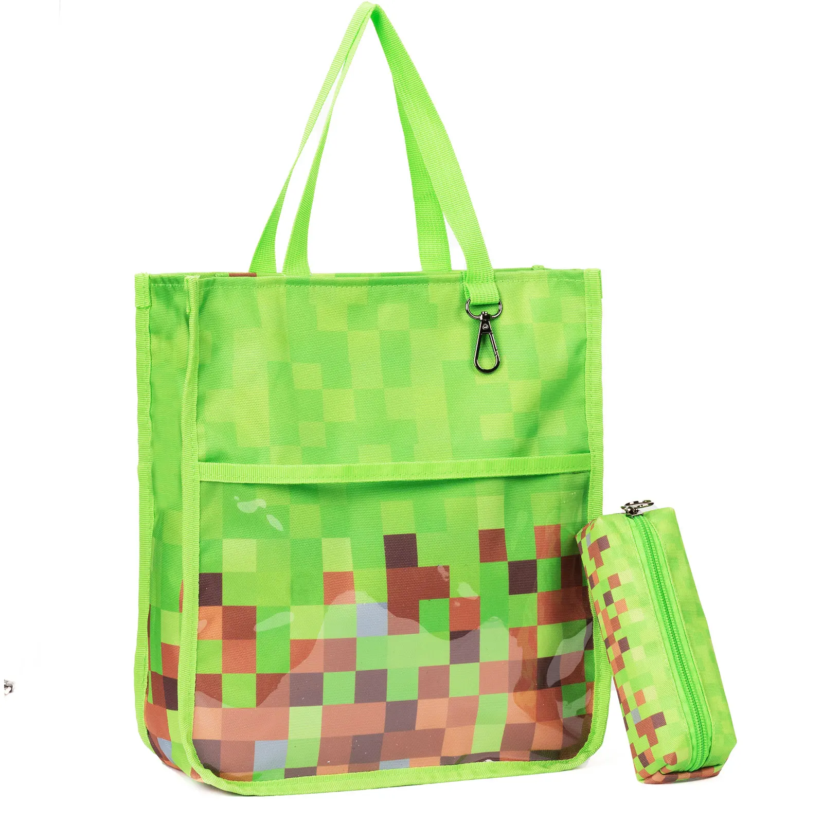 Custom  Handmade Recycled  Personalised Cute Clear Beach Full Print Sublimation Zipper Reusable Book Bag Tote Bag  For Boys Girl