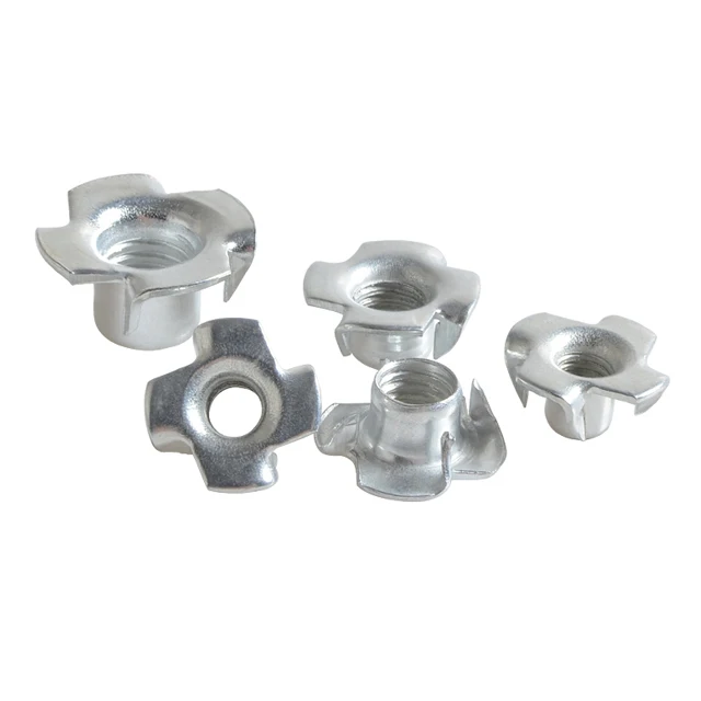 Carbon Steel Blue Zinc Plated T Nuts Four Claw Prong Tee Nut din1624 4-Prong Tee Nuts