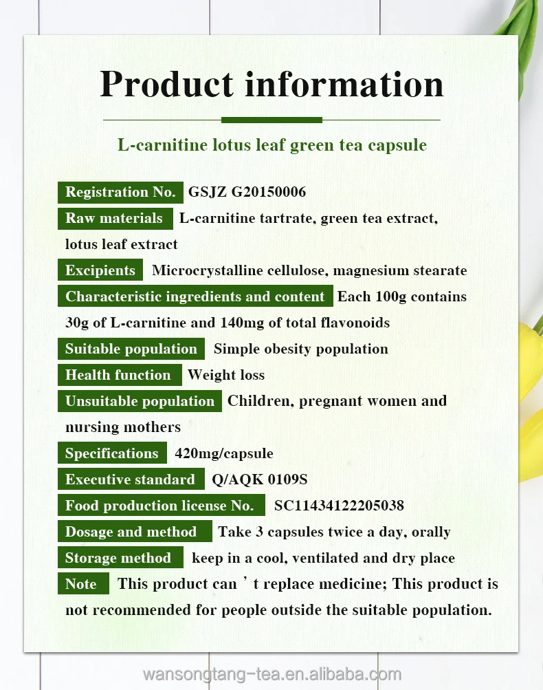 L carnitine lotus leaf Weight lose capsules health supplements slim pills fast fat burner slimming pills