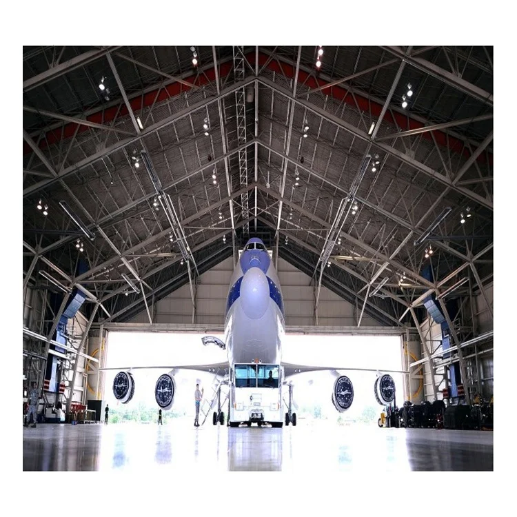 Large Span Space Frame Steel Truss Structure Prefabricated Aircraft Hangar Building