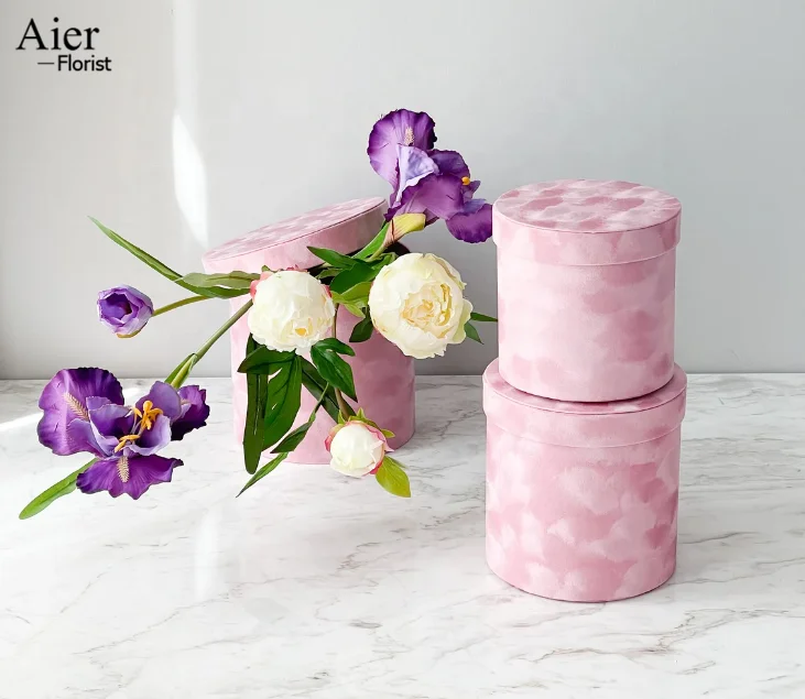 Aierflorist 3 шт. набор элегантные круглые бархатные цилиндрические Цветочные коробки с крышкой