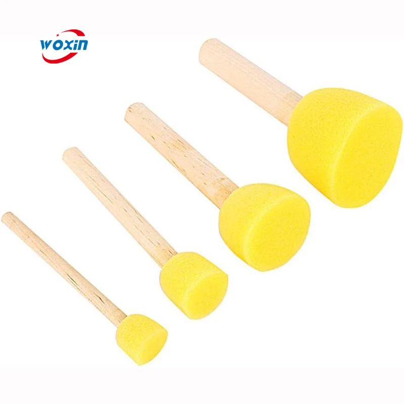 Современный дизайн желтая губчатая пенная кисточка деревянная ручка Цифровая печатная фигурка Детская холщовая рамка для рисования дома