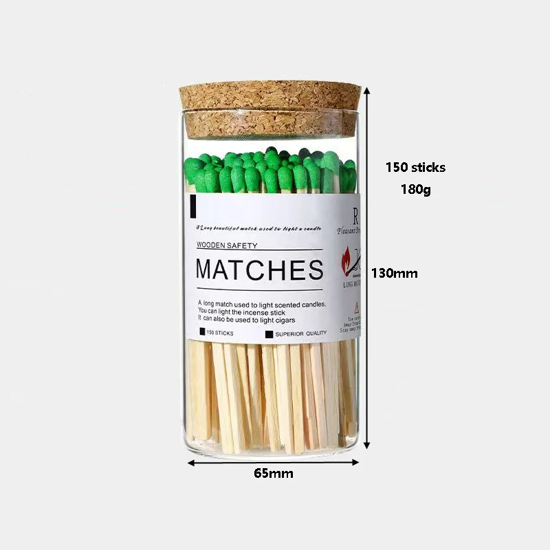 Hot Selling Colorful Matches Luxury cylindrical glass jar long 10 cm Sticks Safety Matches Personalized Matches