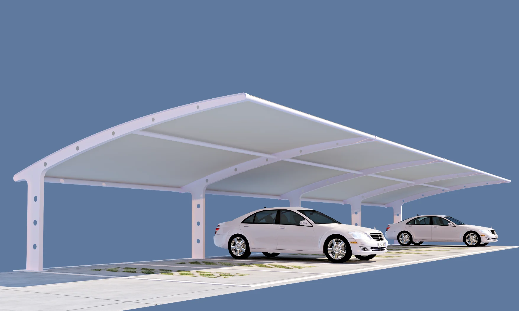 XZ OEM ODM Good price aluminum membrane structure canopy 2 car metal shed carport modern awning for cars