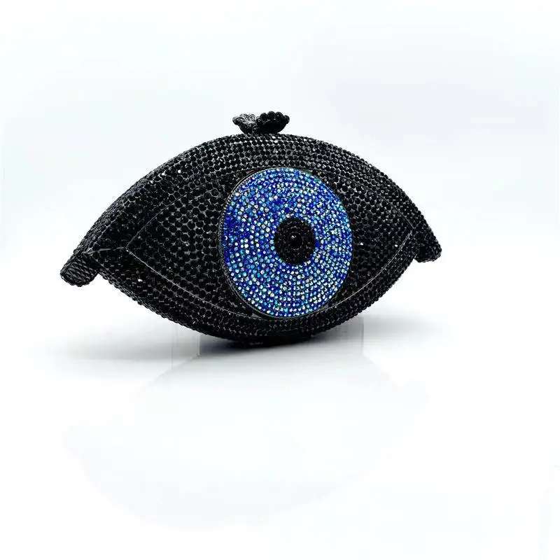 
New Luxury Crystal Eyes Shape Clutches Bag Women Bride Chain Shoulder Bag Prom Female Evening Bag Wedding Purse 