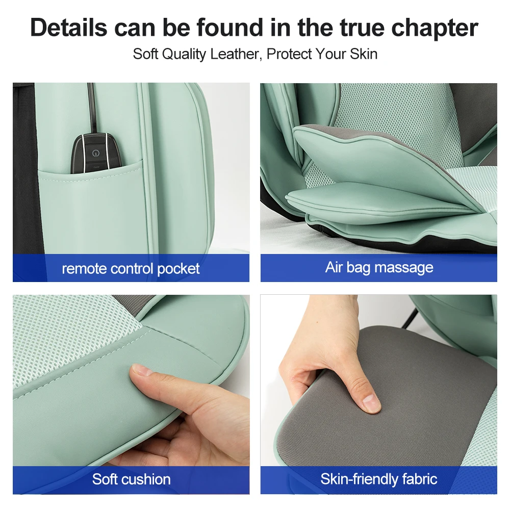 body knead shiatsu heat pad cover head neck and back massager cushion portable chair seated car vibration seat for back pain