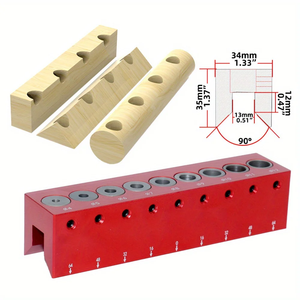 4-12mm Vertical Hole Drilling Guide Aluminum Alloy Pocket Hole Doweling Jig Self-centering Punching Hole Locator Woodworking Jig