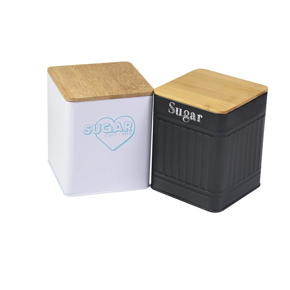 Oem Factory Customized Square Tea Tin Cans Wholesale Candy Sweet Sugar Tin Metal Tin Cans For Tea With Bamboo Lid