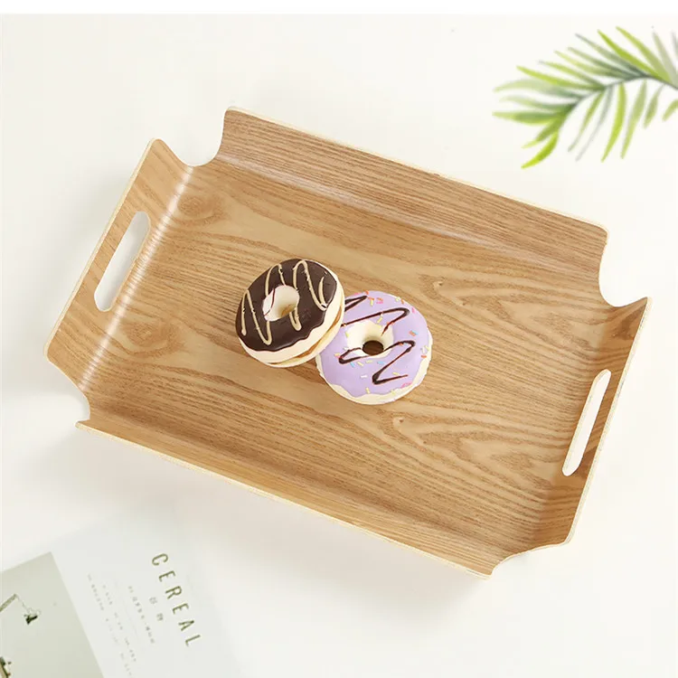 Wholesale Custom Acacia Wooden Bread Plate Rectangular Japanese Cake Display Tray Attractive Pattern Baking Shops Steak Display