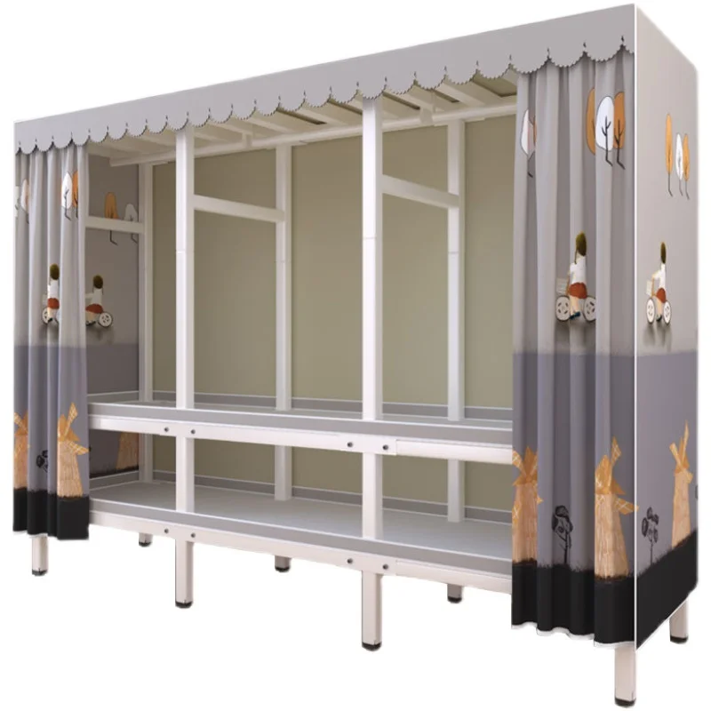 Installation simple cloth wardrobe household bedroom steel pipe durable folding modern wardrobe storage cabinet