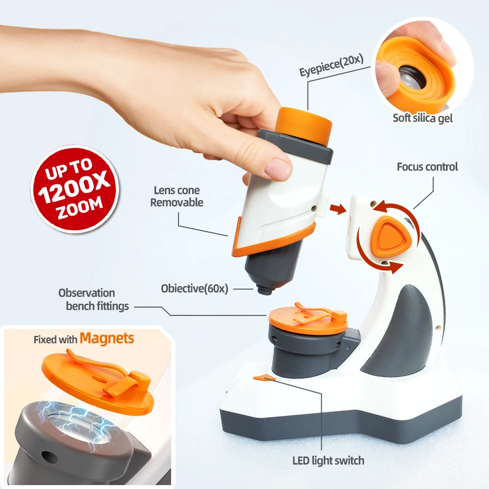 Hot Sale Portable Microscope Toy Zoom Science 1000x Digital Stem Kit Educational Scientific Toys For Kid Educational