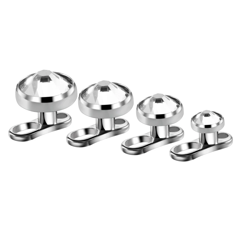 G23 Titanium Piercing Micro Dermal Anchor Base & Tops Skinner Diver Crystal Gem Head Implants Body Piercing Jewelry