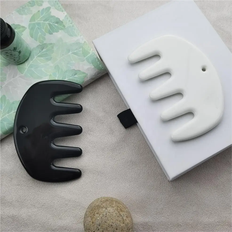 2024 Customizable Logo Fast Shipping Relieve Fatig Scraping Body Guasha Ceramic Hair Massage Gua Sha Comb