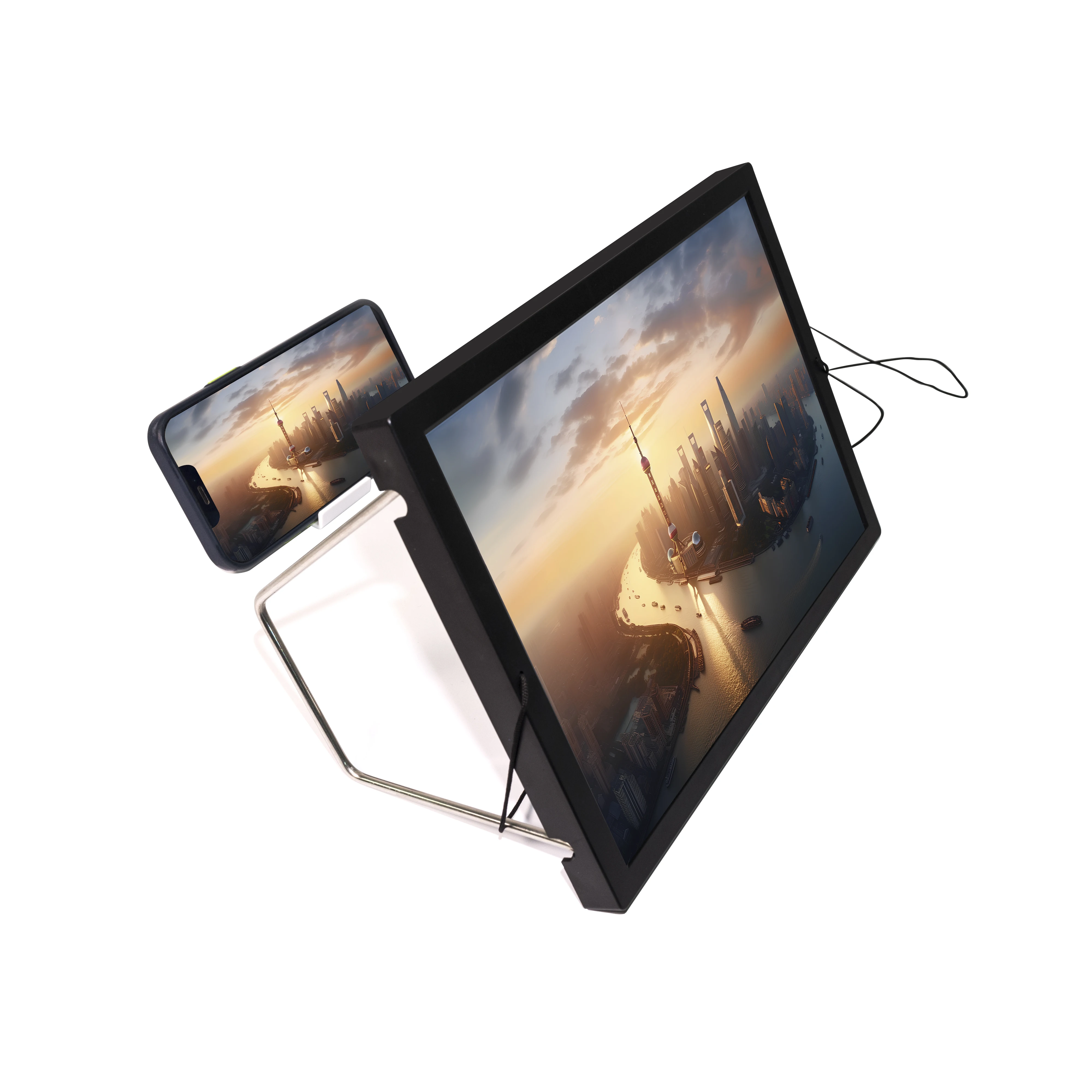 Folding Phone Magnifier Desk Holder Screen Amplifier Desktop Lazy Reading Foldable Pull Stand Creative Video Mobile Magnifier
