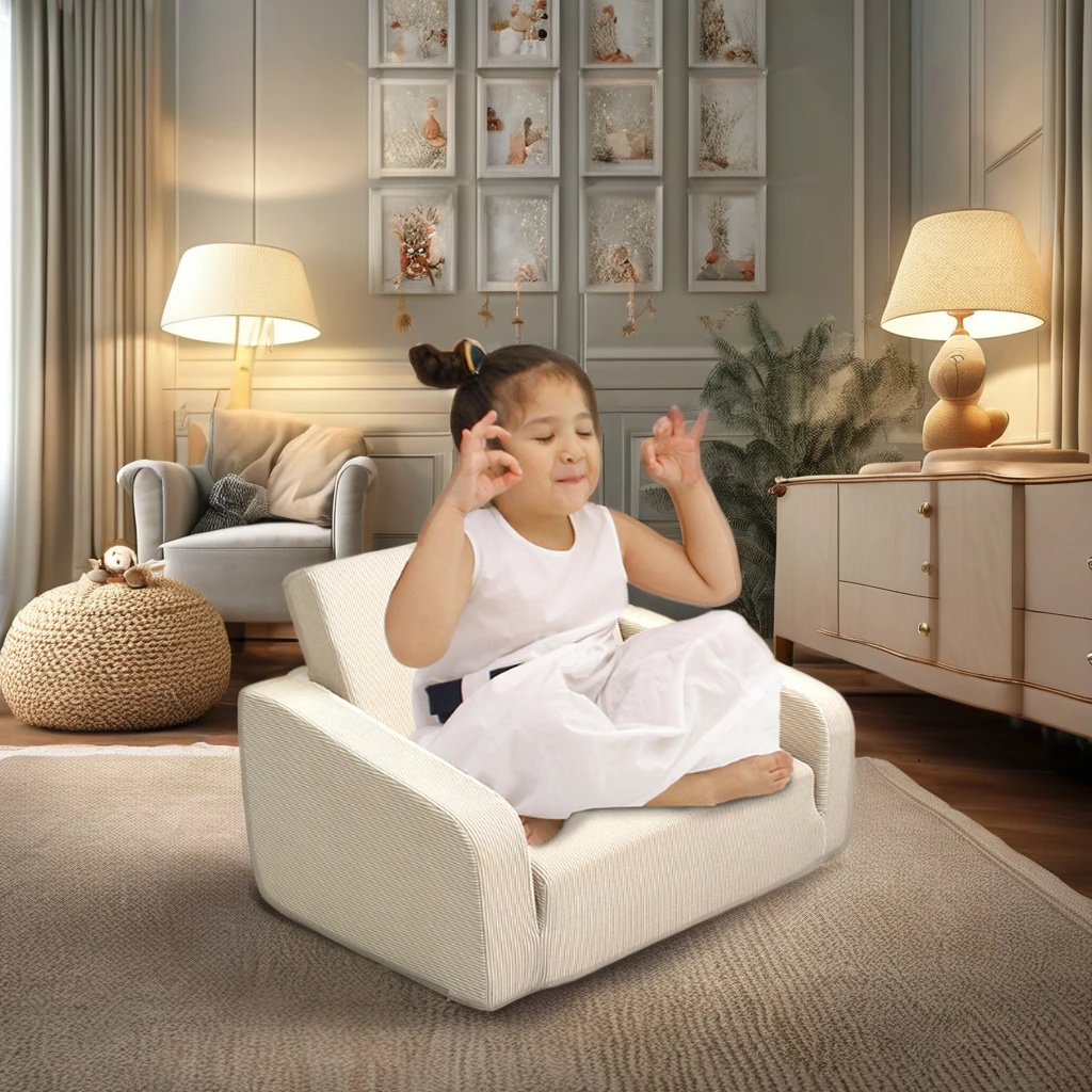 2-in-1 Flip Open Chair Sofa Bed Kids Foam Sofa Kids Folding Mini Sofa Toddler Comfy Fold Out Couch for Kids Nap and Play