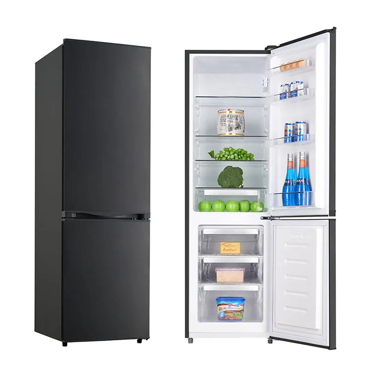 275L Black Double Door Refrigerator and Freezer