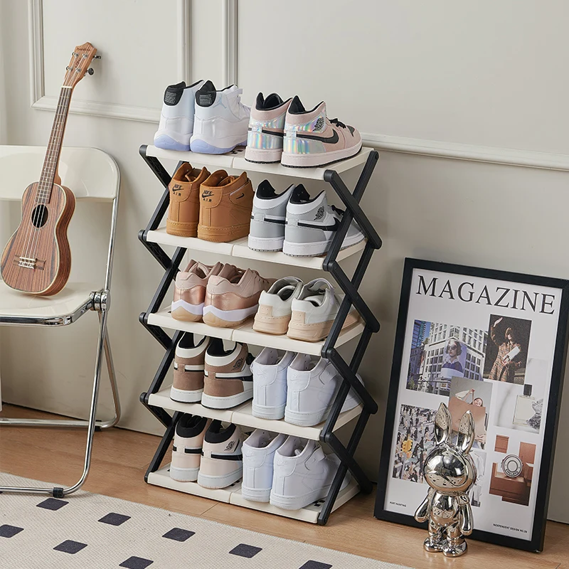 Multi-layers Plastic Folding Collapsible Shoe Rack Storage Organizer