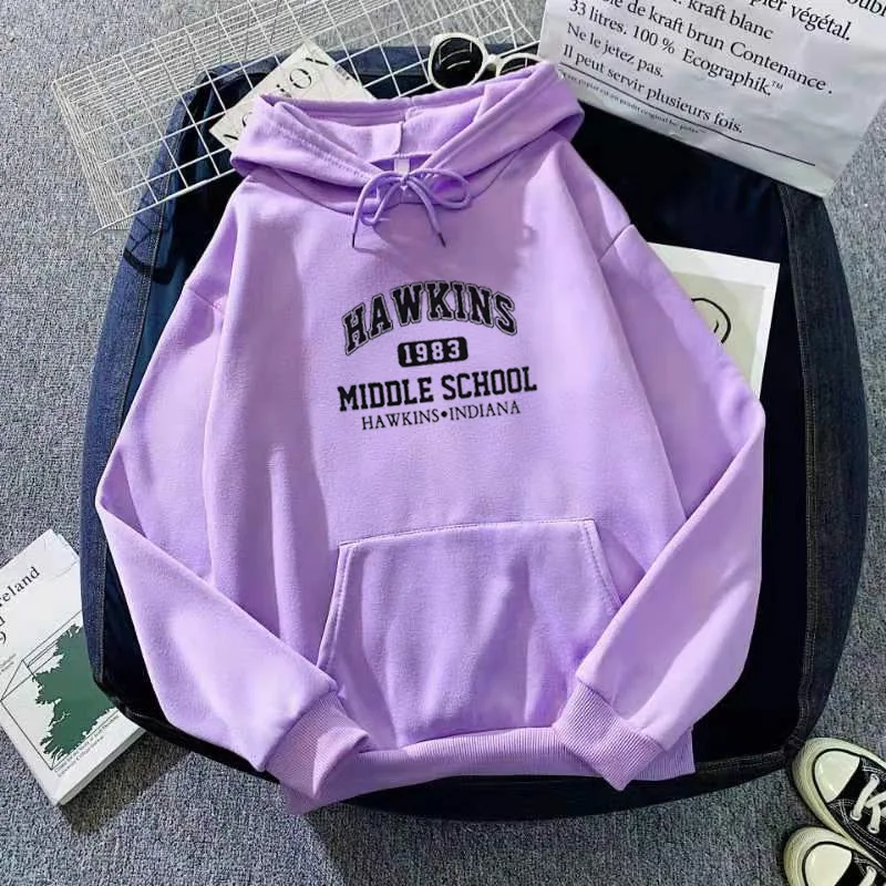winter fashion casual hip hop plus size long sleeve unisex hoodies couple tops letter hawkins printed men pullover hoodie