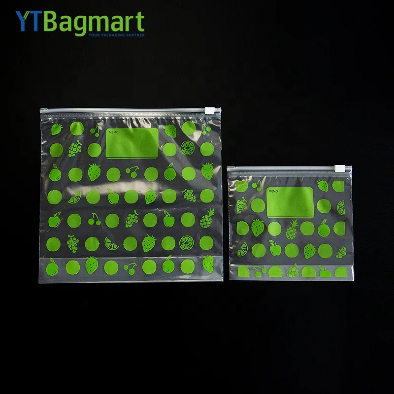 YTBagmart Resealable Custom Food Packaging Ziplock Bags Reusable Fruit Snacks Food Freezer Storage Ldpe Plastic Slider Bags