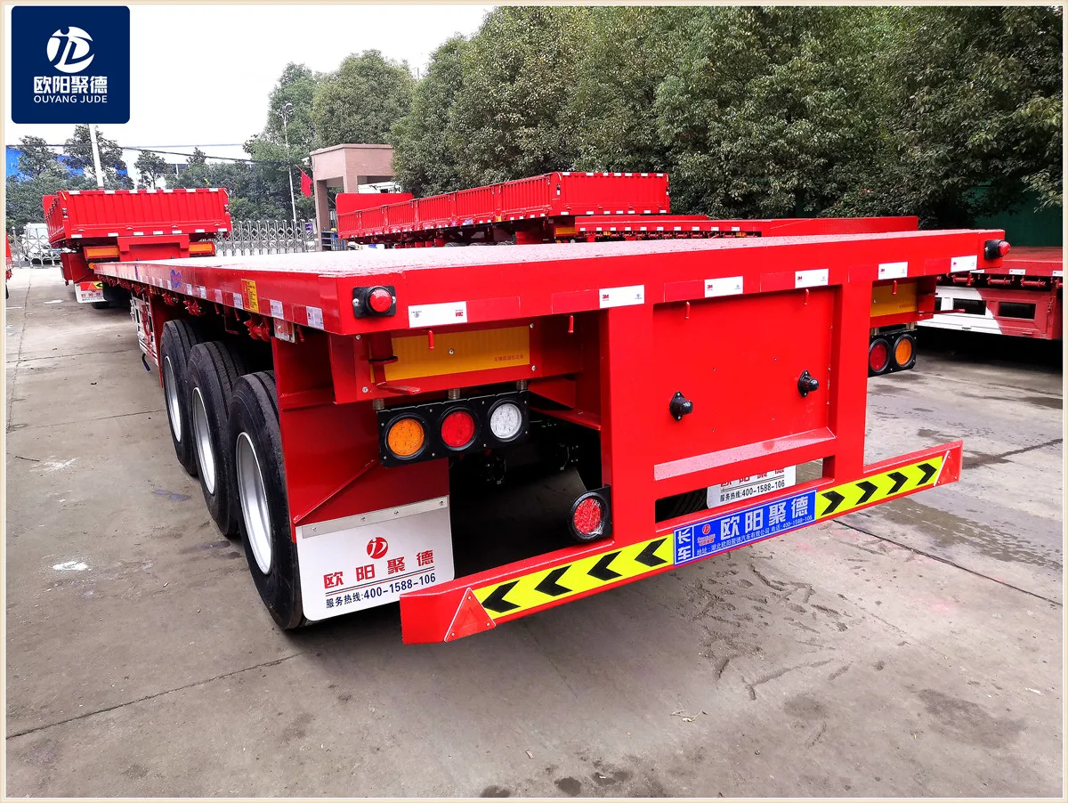  OYJD Trailers many function transporting tool thee-axle high quality strengthen carbon steel flat bed truck trailer On
