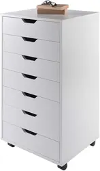 Combohome Living Room Bookcase Wooden Single Shelf Bookcase 7 Drawer White Slide Book Case