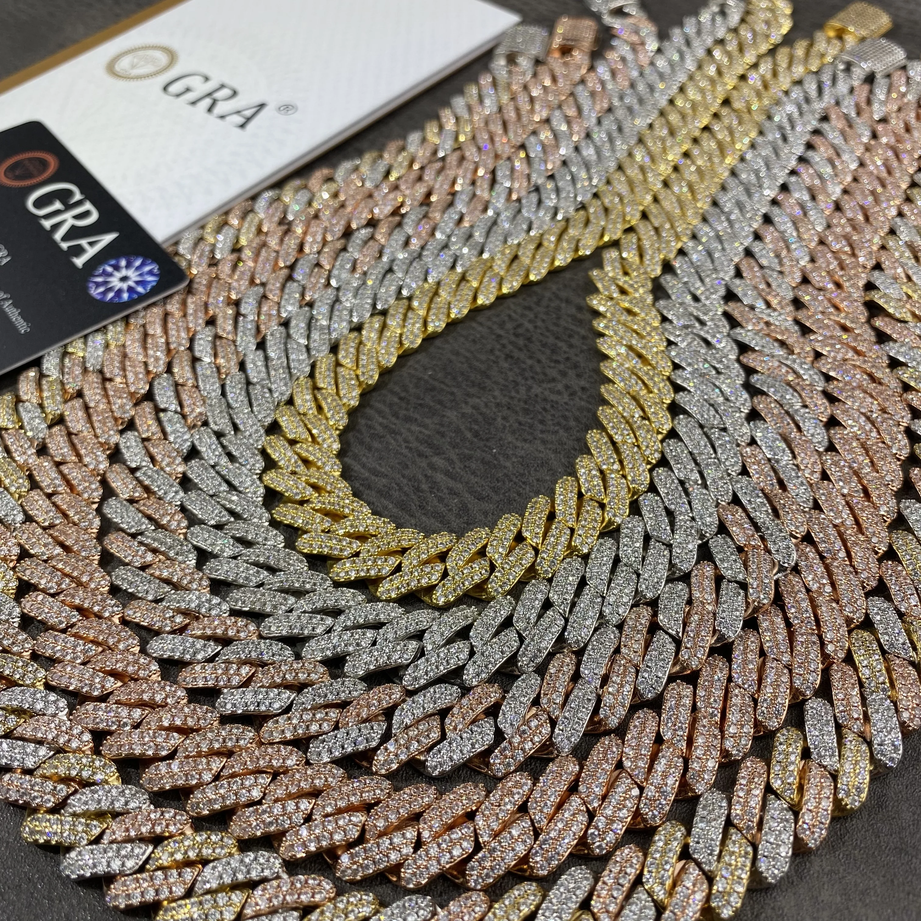 Factory Price Wholesale VVS Moissanite Custom 13mm Solid 925 Sliver Prong Cuban Link Chain Necklace Bracelet For Men Jewelry