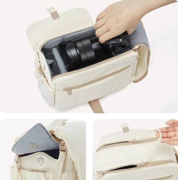 Ultra-light Compact Crossbody Camera Bag with Fluffy Rain Cover Ultralight Accessories for Digital Gear & Camera