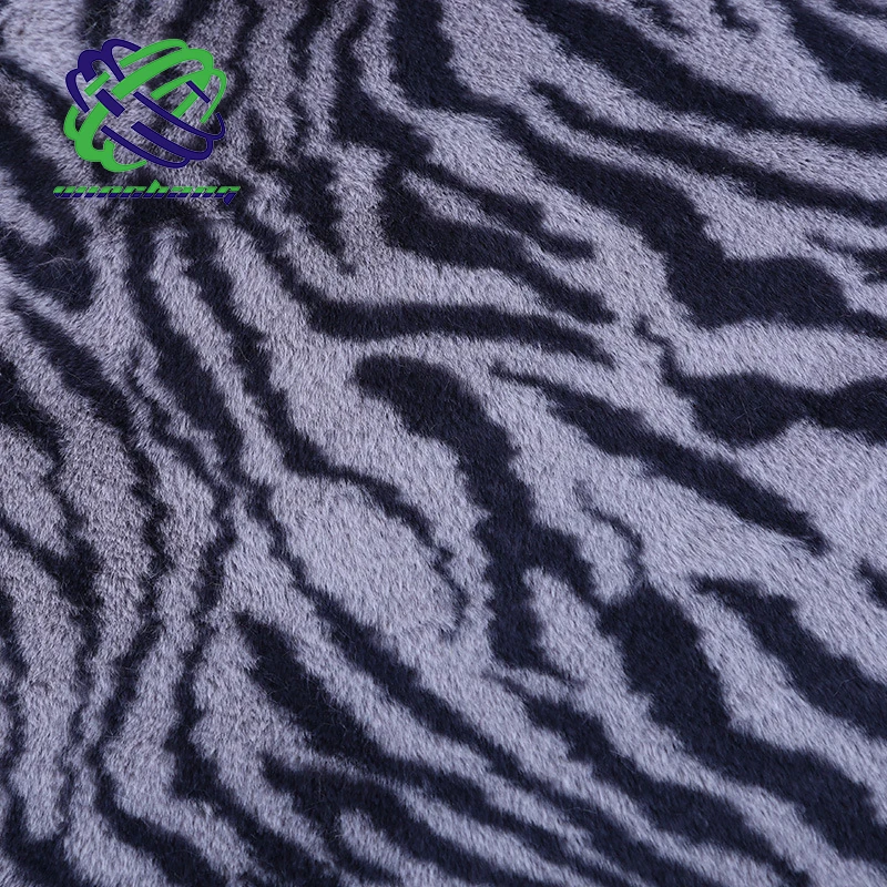 Popular animal zebra print faux rabbit fur fake fur fabric for coat scarf shoes bag blanket