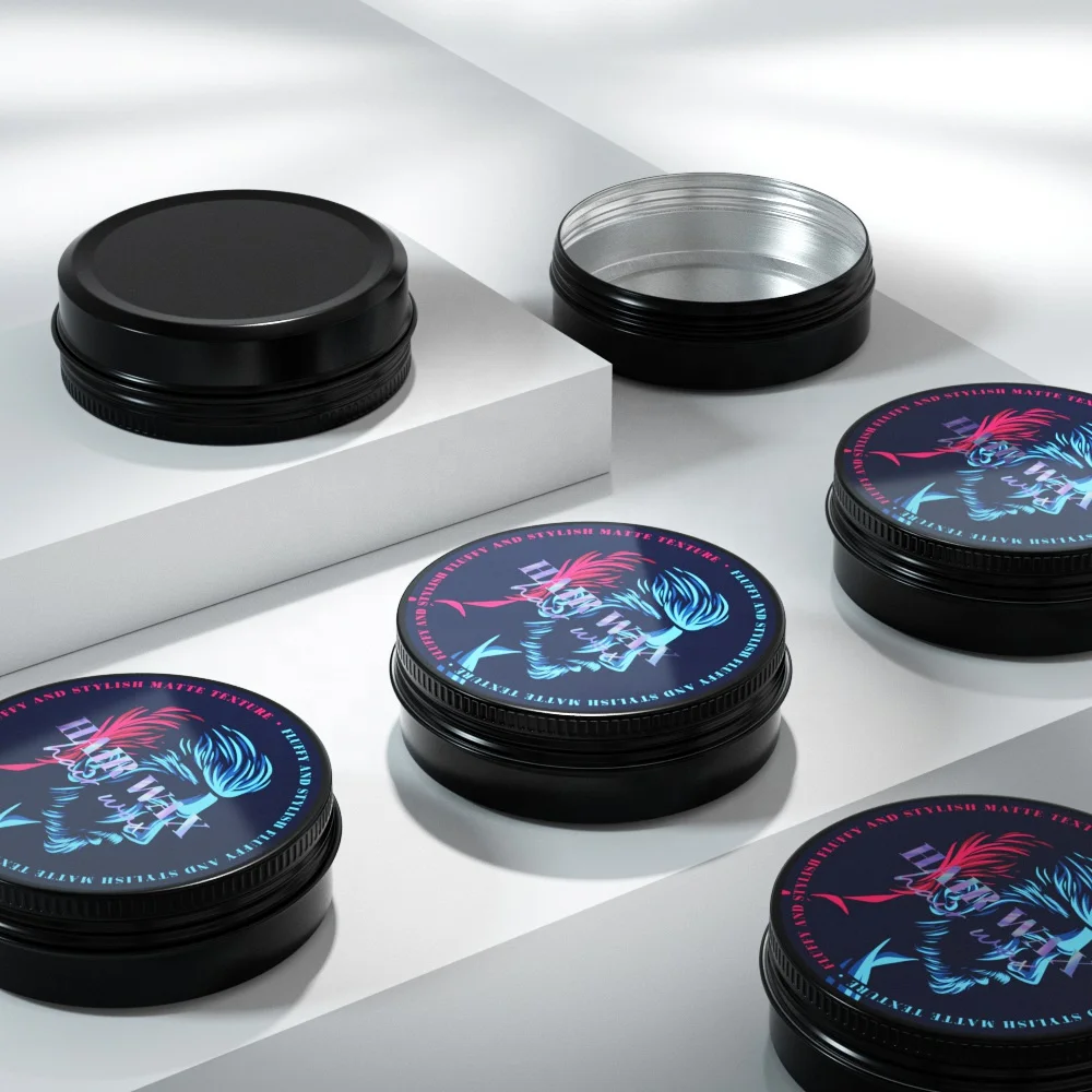 black matte jar 3.5oz aluminum packaging jar with screw lid aluminum tin containers hair wax car wax packaging