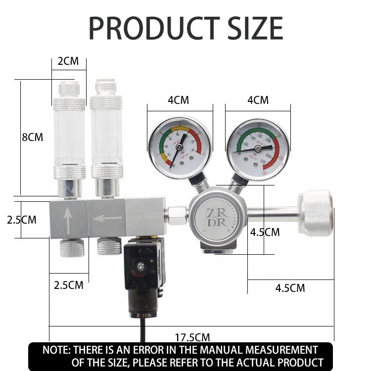 WYIN ZRDR CO2 Regulator Valve  Solenoid Aquarium Bubble Counter Carbon dioxide pressure reducing valve with shunt