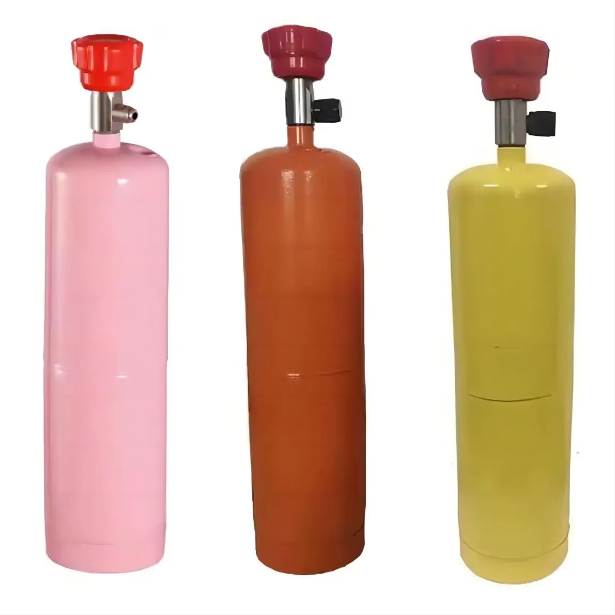 DOT39 Standard 1L USA Market Empty Brazed MAPP Steel Vessel with Red Round Valve for Camping