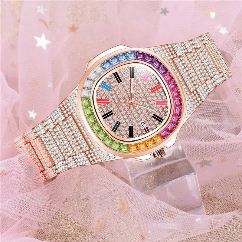 Hip Hop Diamond Mens Fashion Luxury Brand Date Quartz Watch Wholesale diamond watches