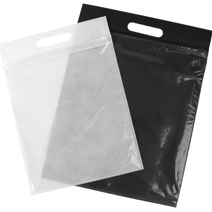 Clothing Transparent zipper bag Long sleeve hoodie shirt non-woven bags pants jacket portable plastic bag