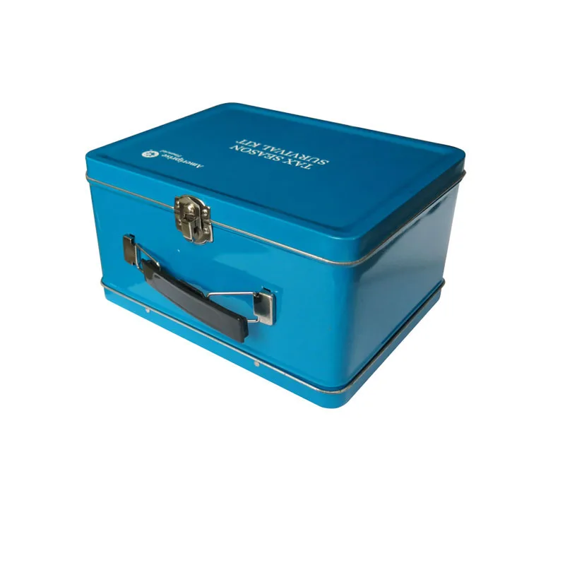 
Food Grade High Quality Best Price Rectangle Different Size Shape Tin Metal Handle Lunch Tin Box With Hinged Lid 