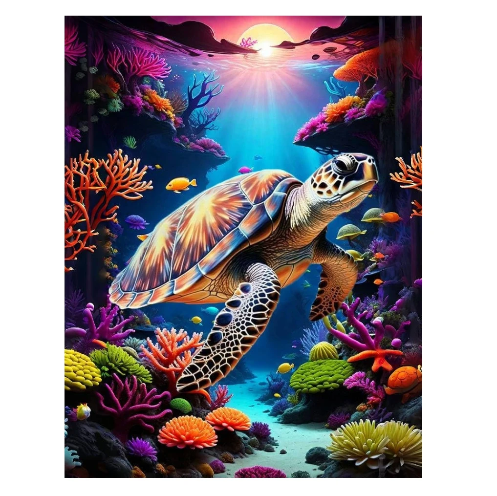 Adult Painting By Numbers DIY Turtle Painting paint by number Kit  home wall decoration and gifts
