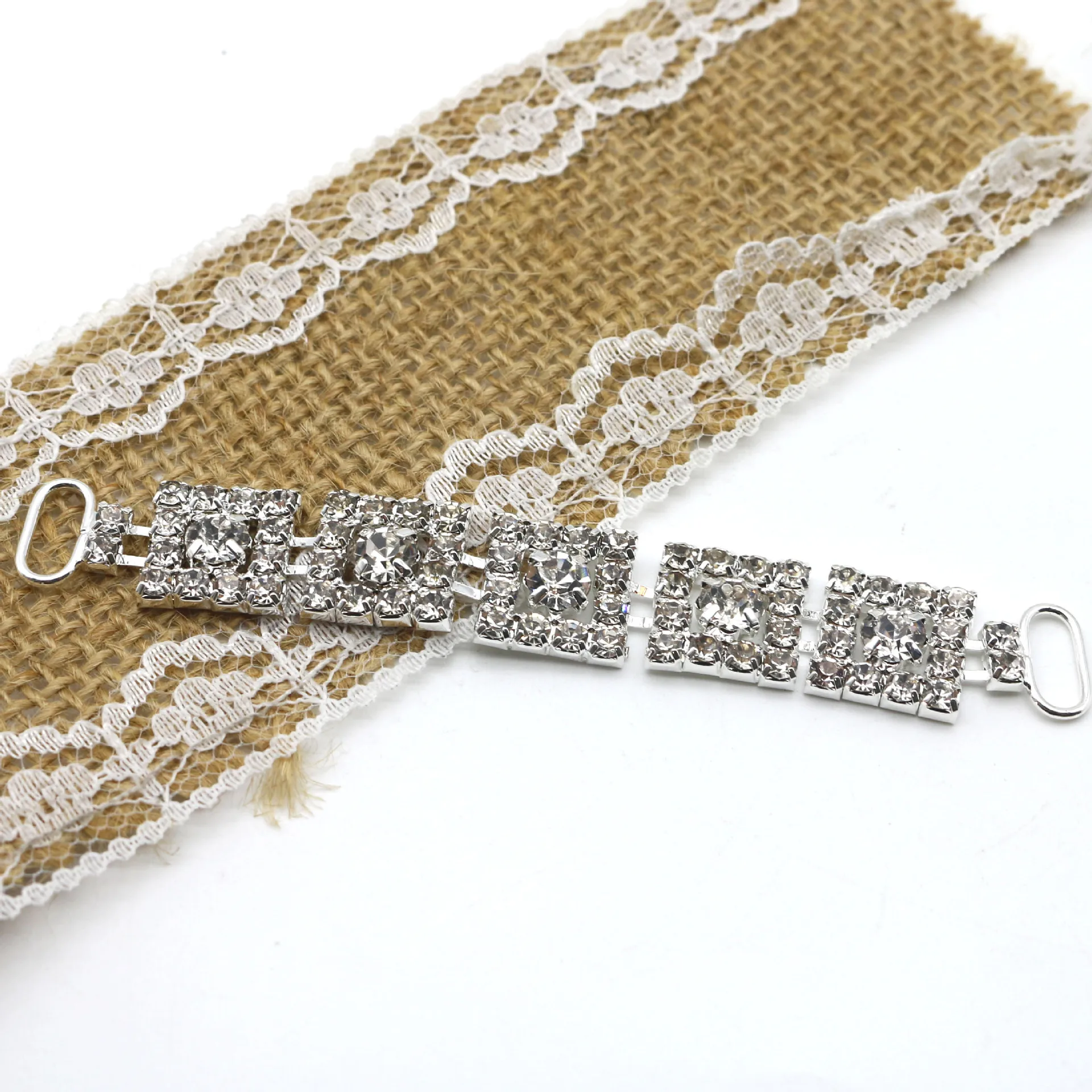 New Design 98MM Square Rhinestone Crystal Metal Bikini Connectors For Women Sexy Swimwear Beachwear Suit Shoulder Buckle