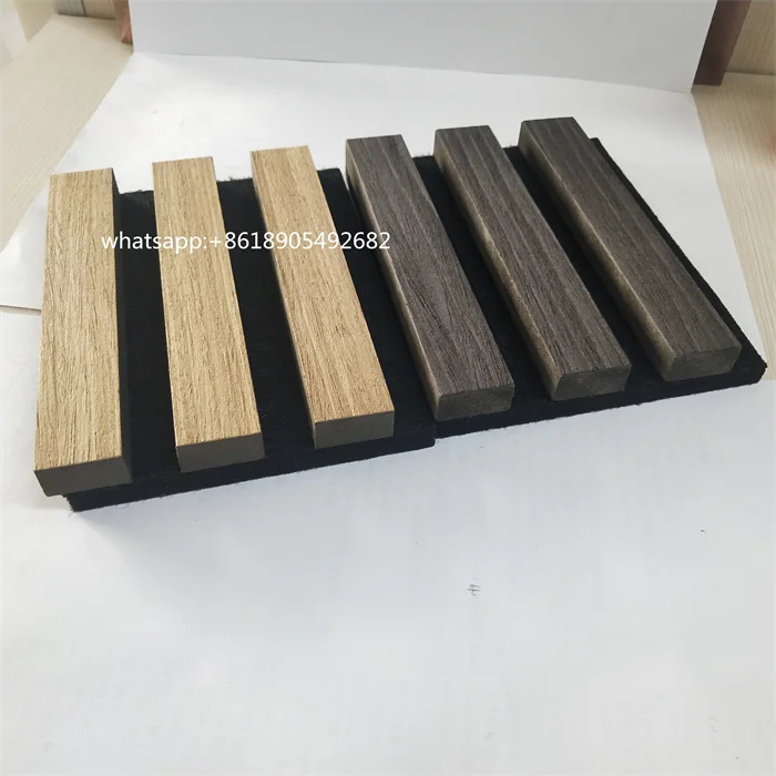 Mdf Slotted Acoustic Panel Soundproofing Panels Slat  Wood Akupanels PET Black Felt  Acoustical Panels