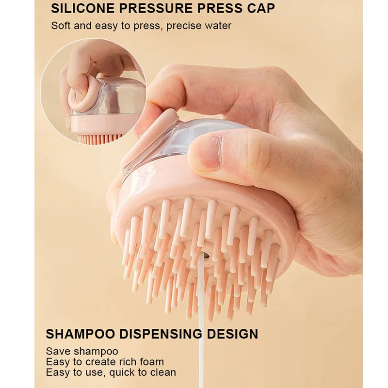Fillable Shampoo Brush Body Scrubber with Soap Dispenser Soft Silicone Exfoliating Massage Shower Brushes for Baby Pet Adults
