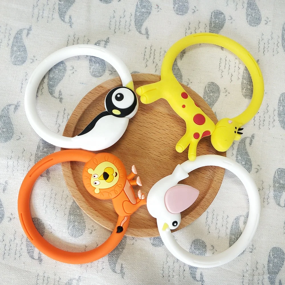 Cute Animal Teething Bracelet Silicone Safe  Teething Toy For Baby Soothing Pain Relief Teether Ring