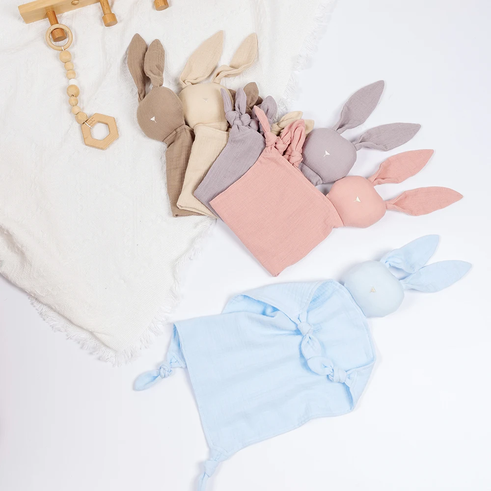 Kangobaby Baby Security Blanket Loveys for Baby Cotton Muslin Blanket Animal Baby Gifts for Girls and Boys Newborn