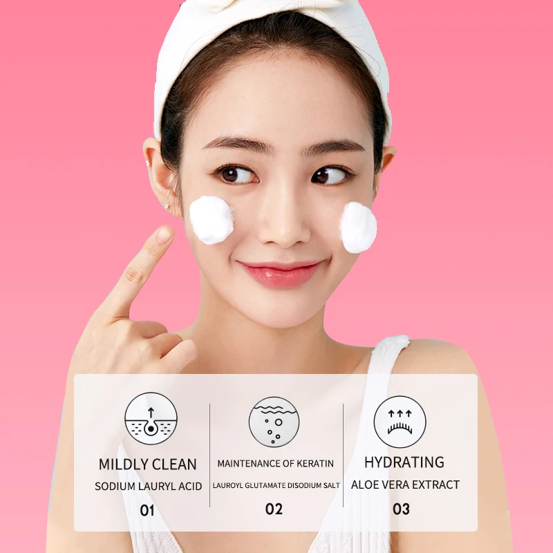 Wholesale Private Label Daily Skin Peeling Cleansing Exfoliating Pore Deep Cleaning Rose Foaming Face Wash Facial Cleanser