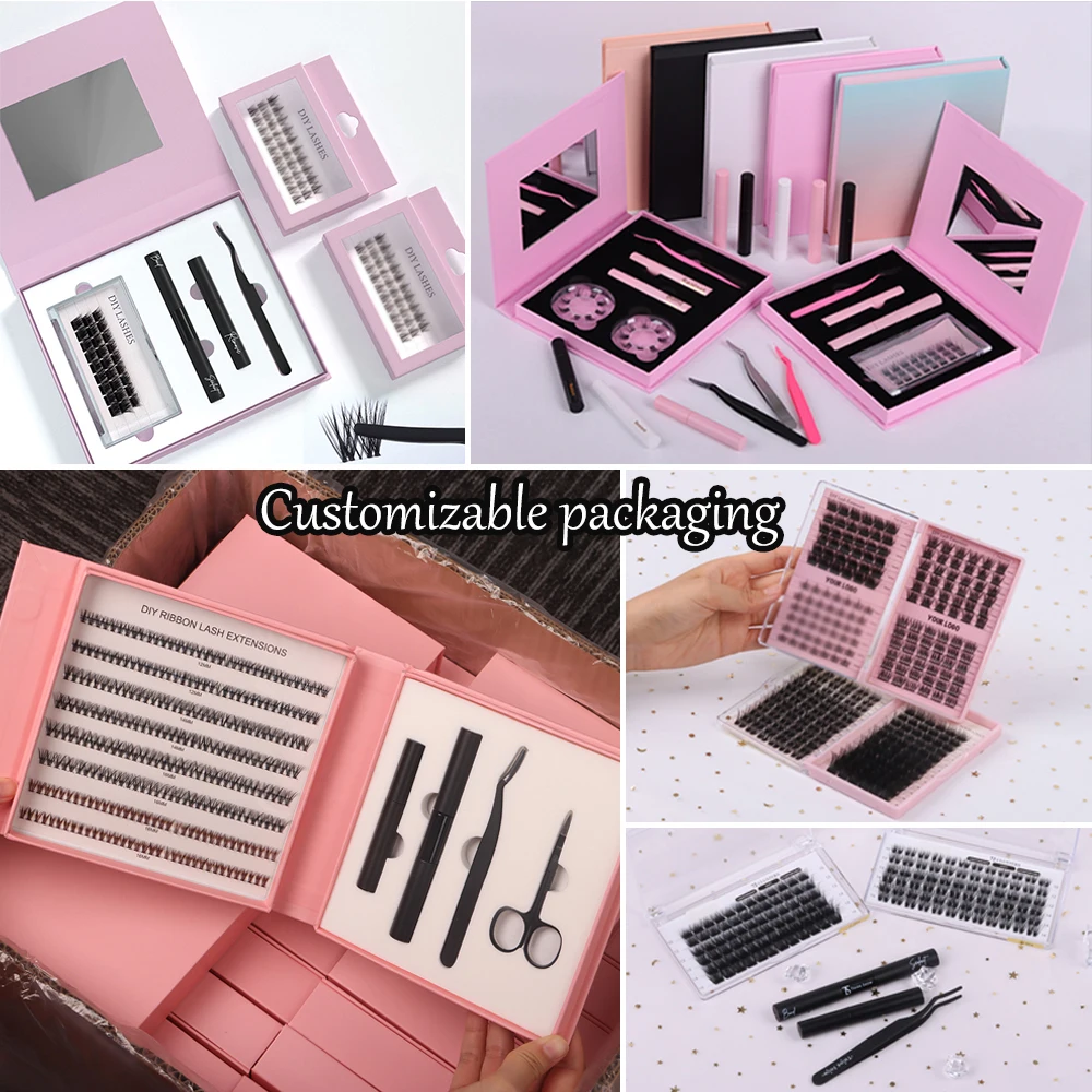 Private Label Cluster Segment Eyelash Bond and Sealer C D Curl DIY Lash Extension Kit Lash Clusters Wholesale