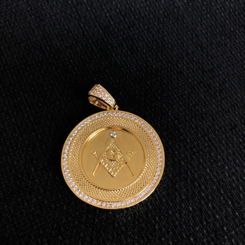 Jewelry 14KCZ Laying Masonic Gold Pendant Design for Men