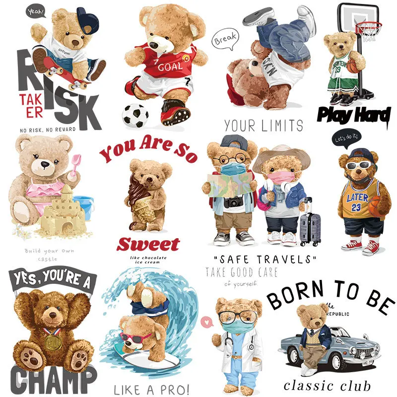 glitter heat transfer film t-shirt heat transfer teddy bear heat transfer vinyl digital sticker