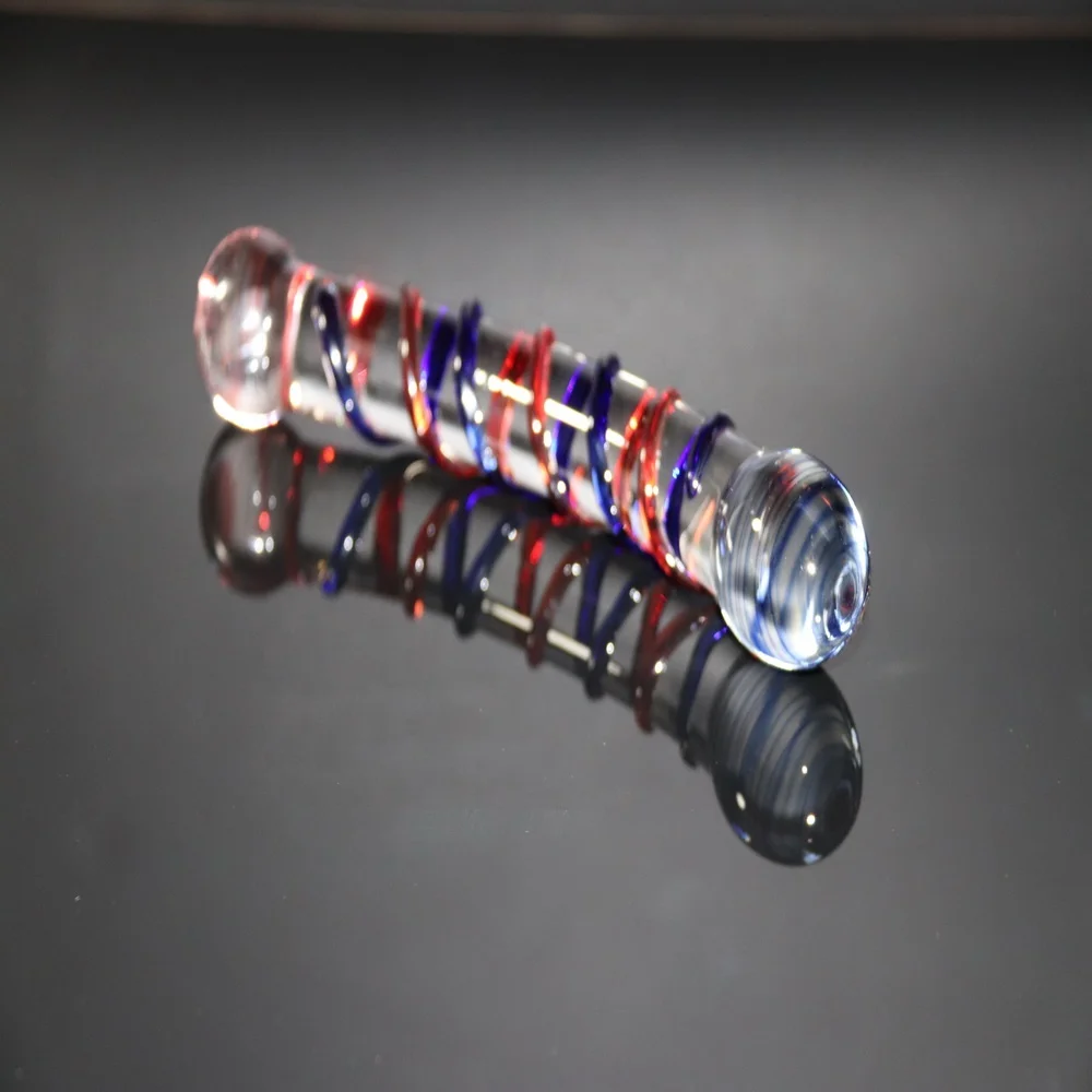 vibrating light pyrex glass dildo with colorful design