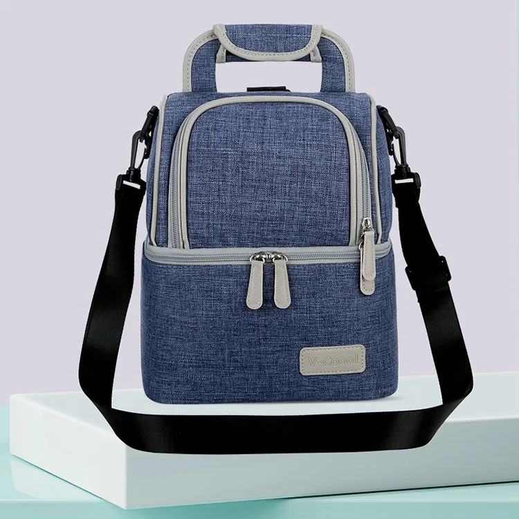 
V-Coool wholesale durable 6 can bottle beer ice double deck lunch insulated cooler bag for food breast milk 