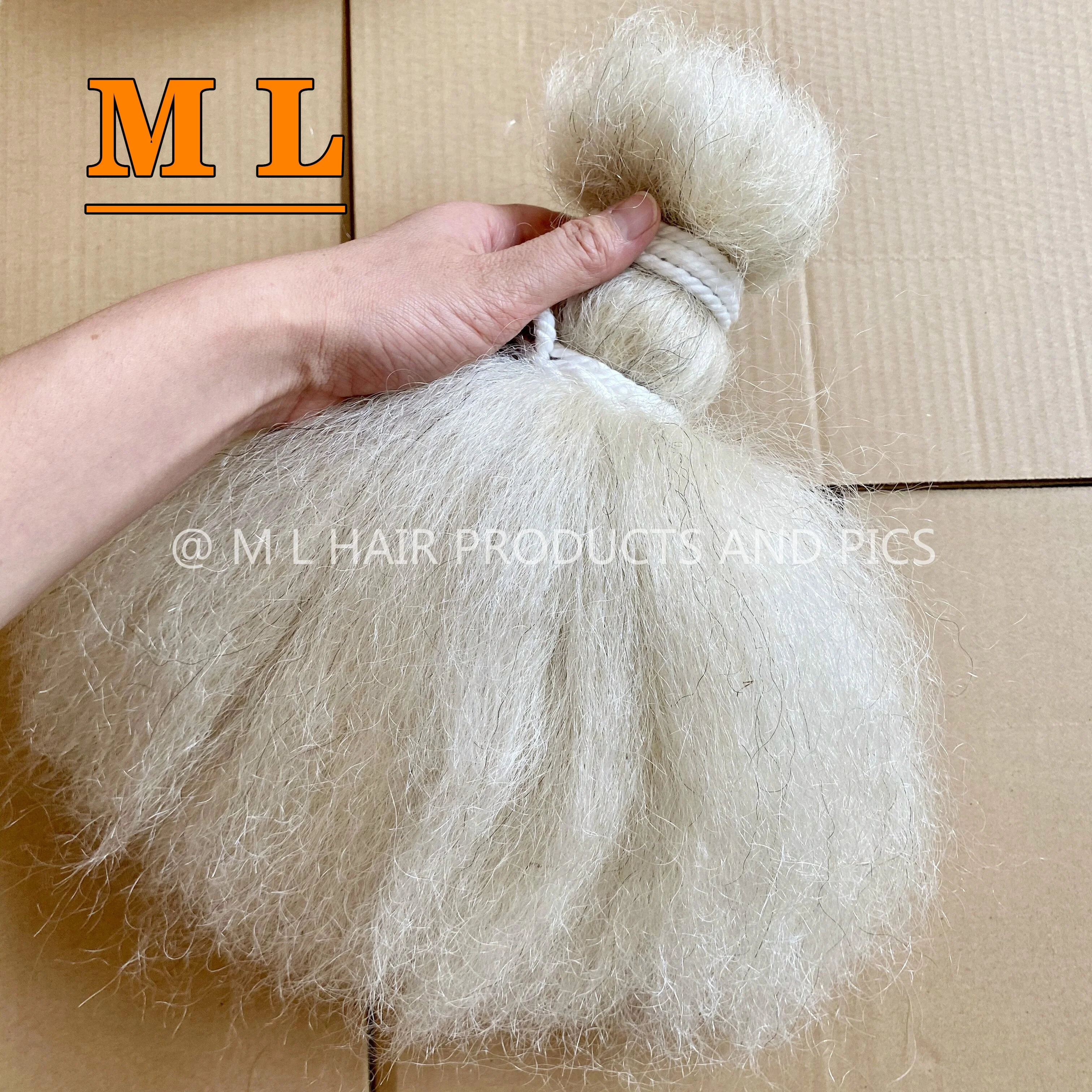 yak hair bundles 100% washed yak tail hair natural white color 8' length