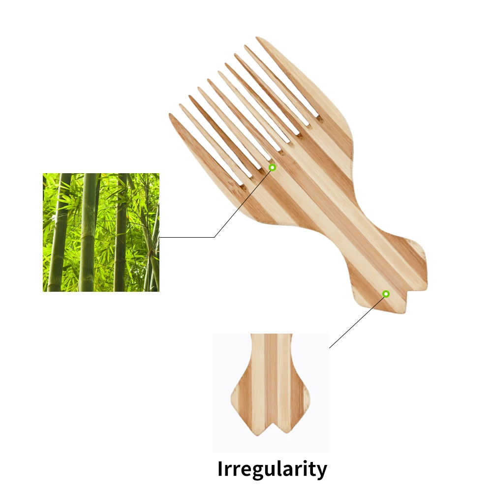2024 New Design Factory Cheap Price Bamboo Wood Wide-tooth Afro Hair Comb for Hair Detangling Extension Hair Brush
